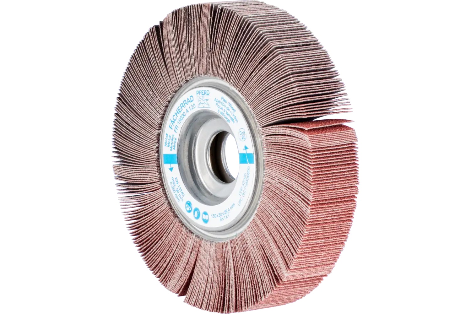 Picture of Pferd Unmounted Flap Wheel, 6" X 1, 1" Arbor, 120 Grit, Aluminum Oxide